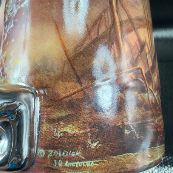 Rivers Edge Products 3D Ceramic Coffee Mug Cup 15 Oz Fishing Scene Silver Handle - Picture 6 of 15